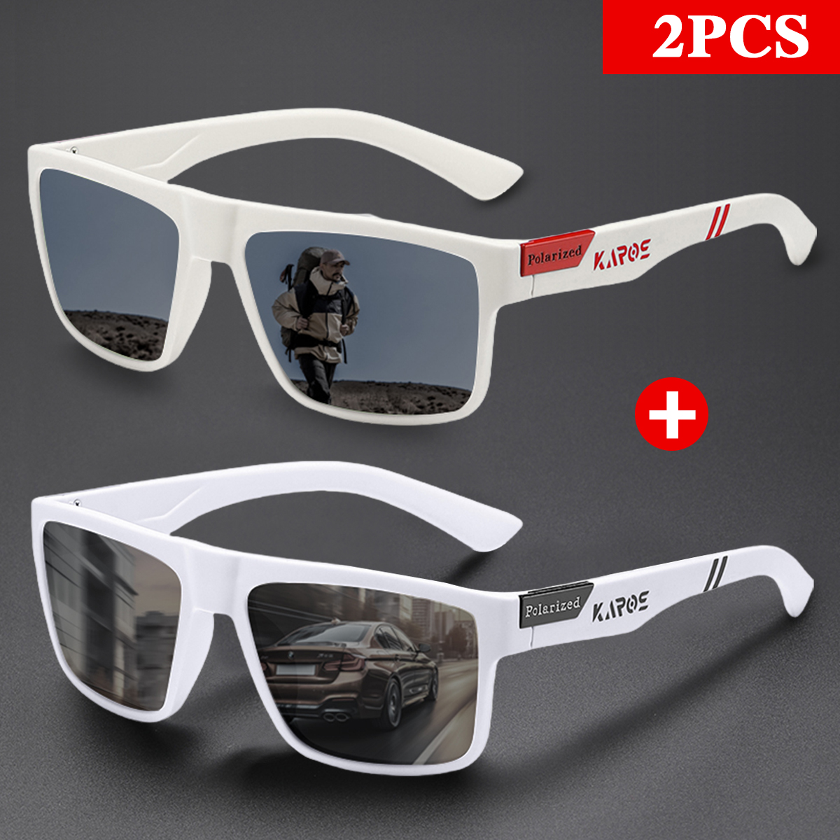 KAROS 2PCS Retro Square Polari - Fishing Sunglasses Polarized avis et prix