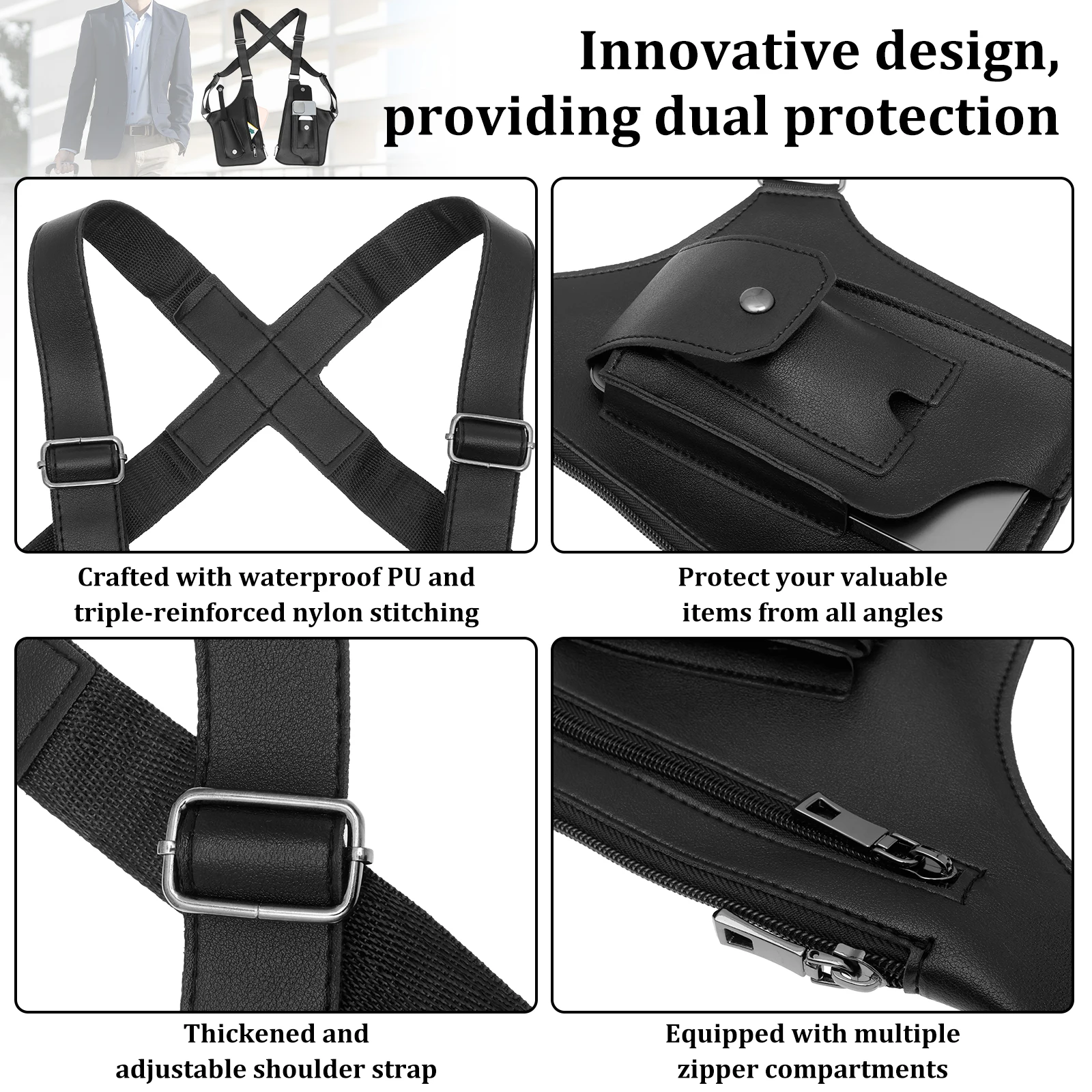 Underarm Anti Theft Bag PU Dou - Fishing Bag Waterproof avis et prix
