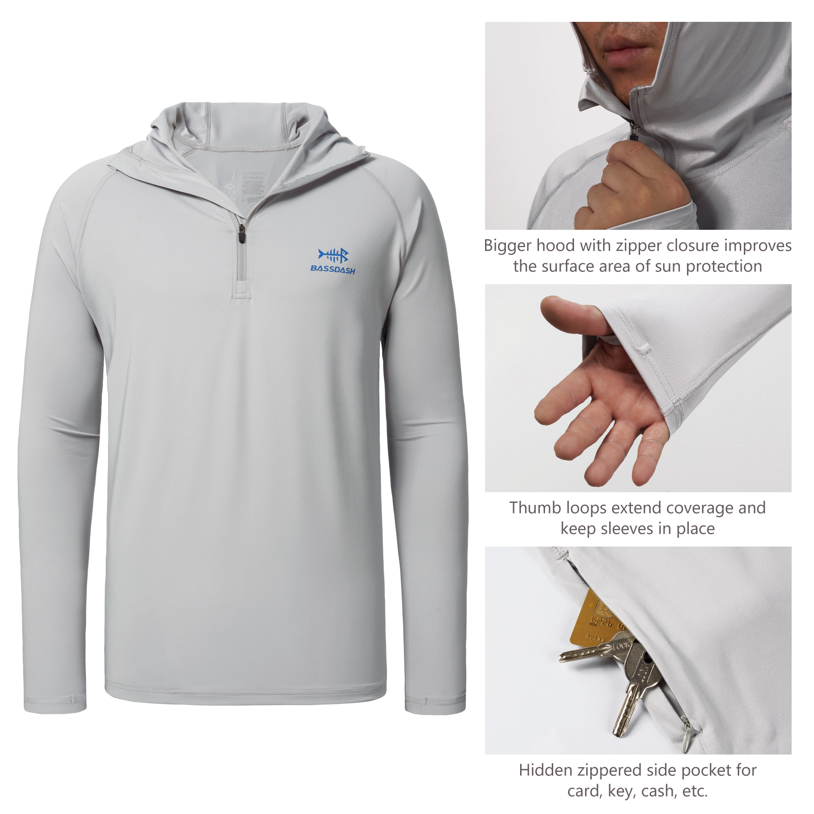 Bassdash Men’s UPF 50+ 1/4 Zip - Fishing Hoodie avis et prix
