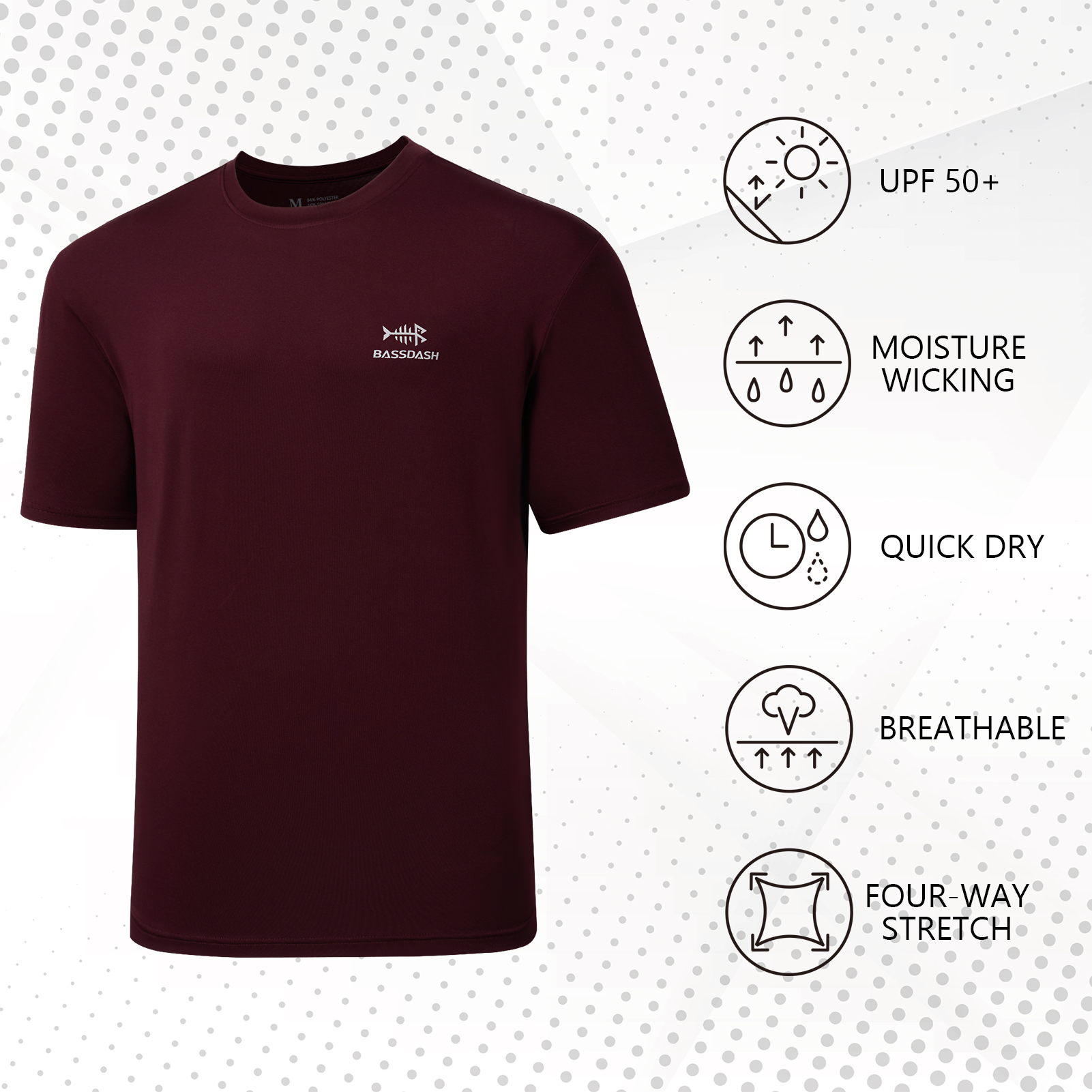 BASSDASH Men’s UPF 50+ Short S - Fishing Shirt Uv Protection avis et prix